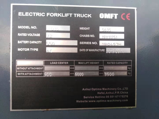 Mini 4 Wheels Electric Forklift Truck 3.5ton 3500kgs with Maintenance Free Battery